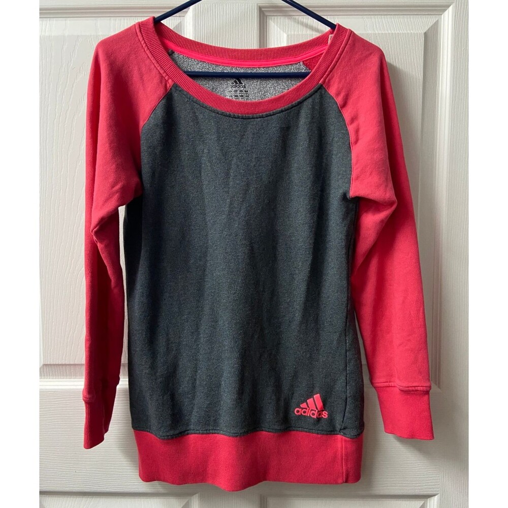 Adidas Originals Raglan Sweatshirt  Womens Small Pink Gray Trefoil Crew neck